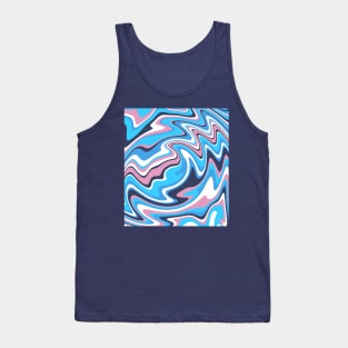 Colorful Liquid Warp Abstract Swirl - Blue and Pink Tank Top